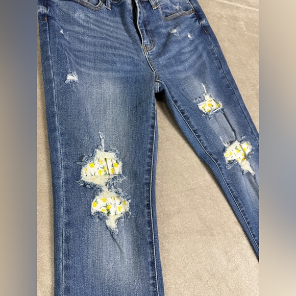 Judy Blue Womens Size‎ 7 / 28 Distressed High Rise Lemon Patch Skinny Jeans - Picture 6 of 15